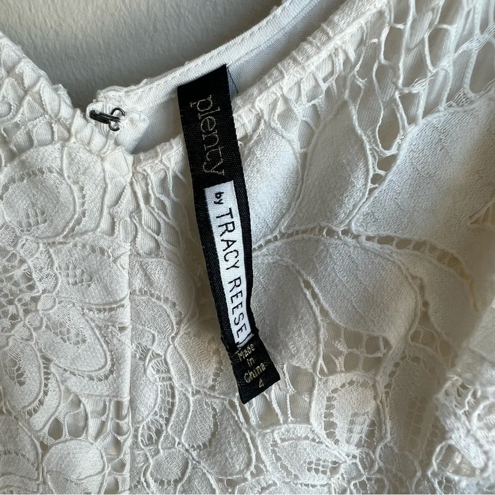 Plenty By Tracy Reese White Lace Off the Shoulder Mini Dress, Size 4 - Picture 5 of 7